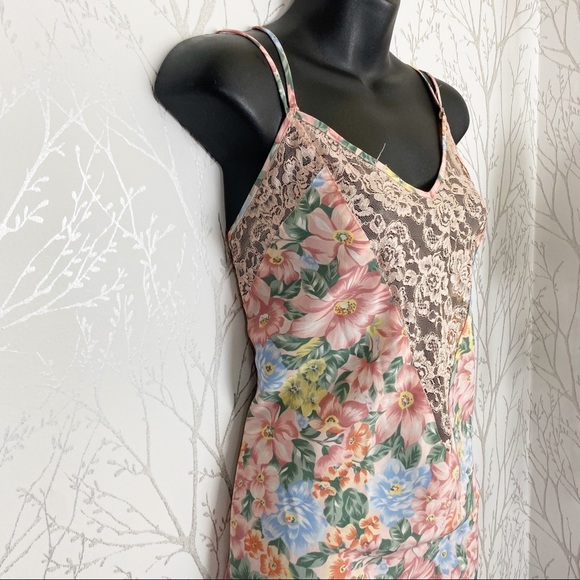 VINTAGE Victoria’s Secret Gold Label Multi Floral Print Slip Dress Lace - Picture 6 of 13